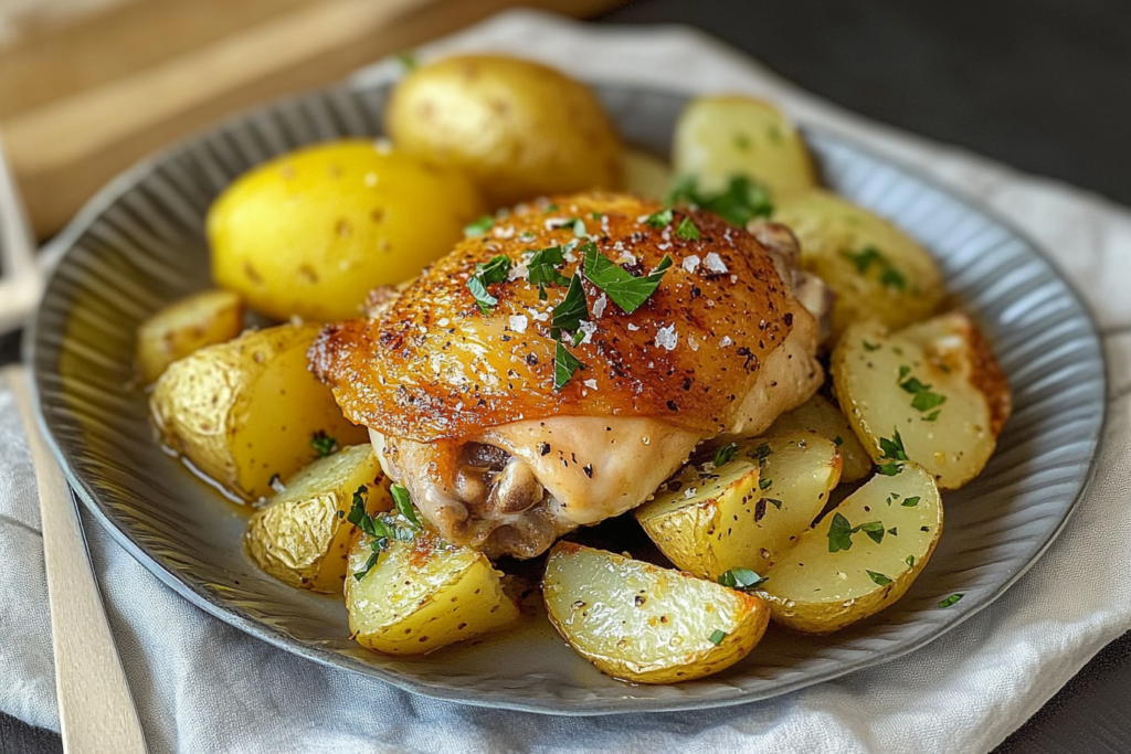 Lemon Garlic Chicken Thighs with Potatoes