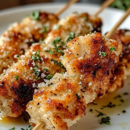 Air Fryer Garlic Parmesan Chicken Skewers