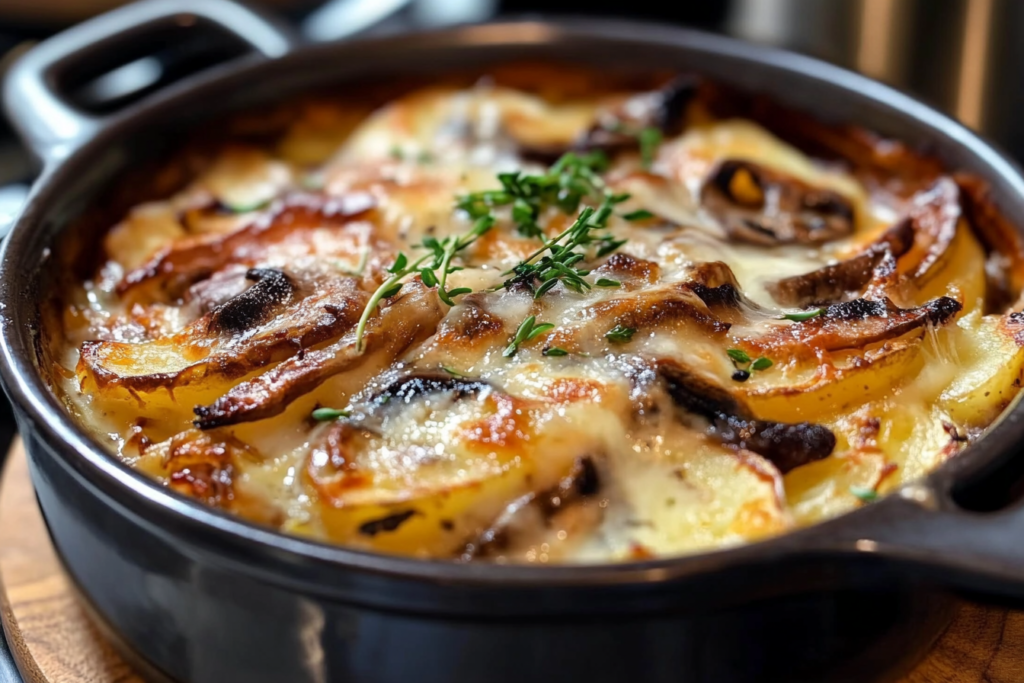Potato and Mushroom Gratin with Gorgonzola