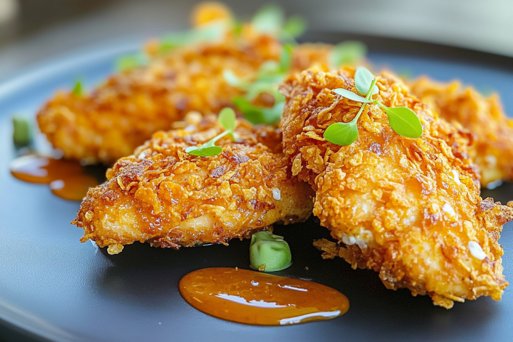Oven-Fried Cornflake Chicken with Spicy Honey