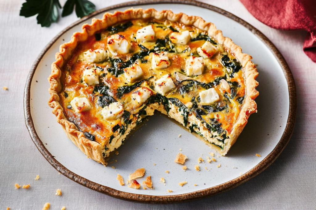 Crab, Feta, and Chard Quiche