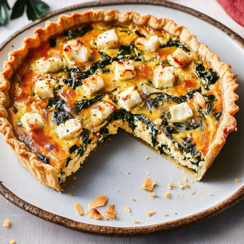 Crab, Feta, and Chard Quiche