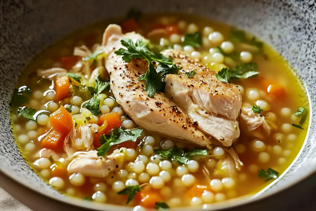 Chicken and Pearl Couscous Soup