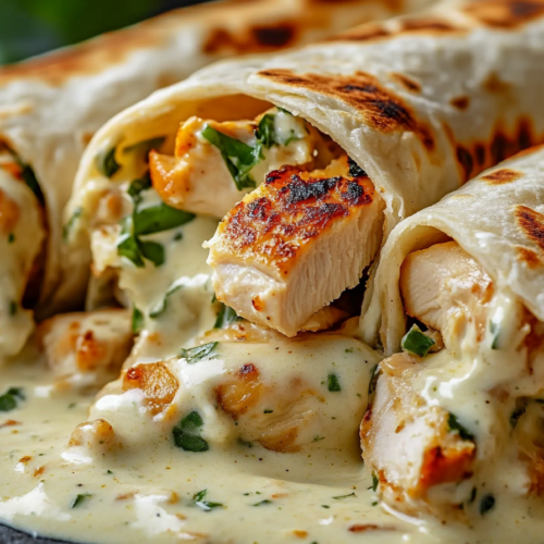 Savory Chicken Wraps with Garlic Cream Sauce