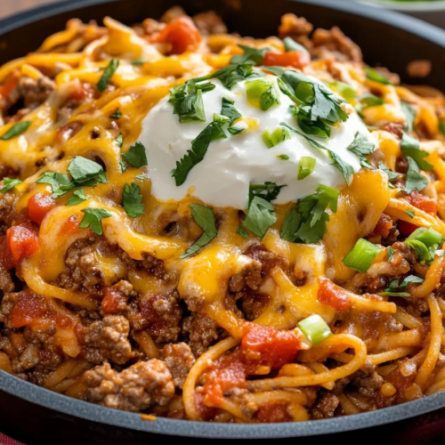 One Pot Taco Spaghetti