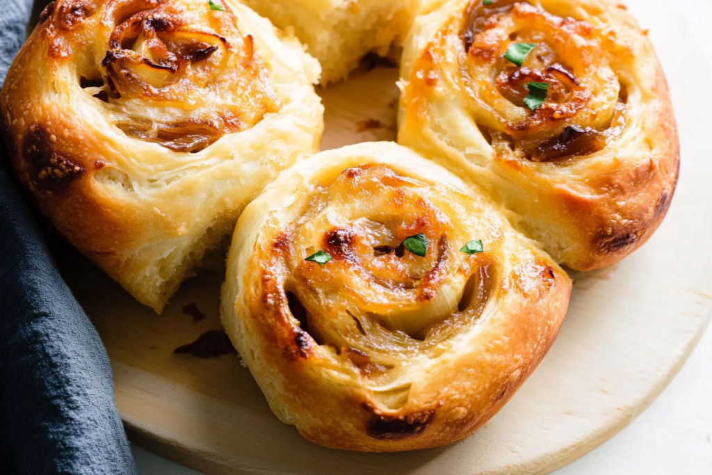 Caramelized Onion and Cheddar Rolls (Eggless)