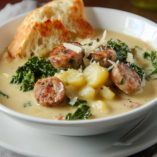Creamy Sausage Potato Soup with Kale