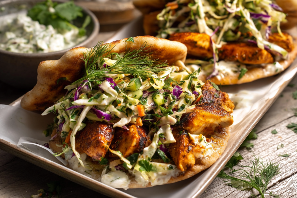 Sheet Pan Chicken Pitas with Herby Ranch Slaw