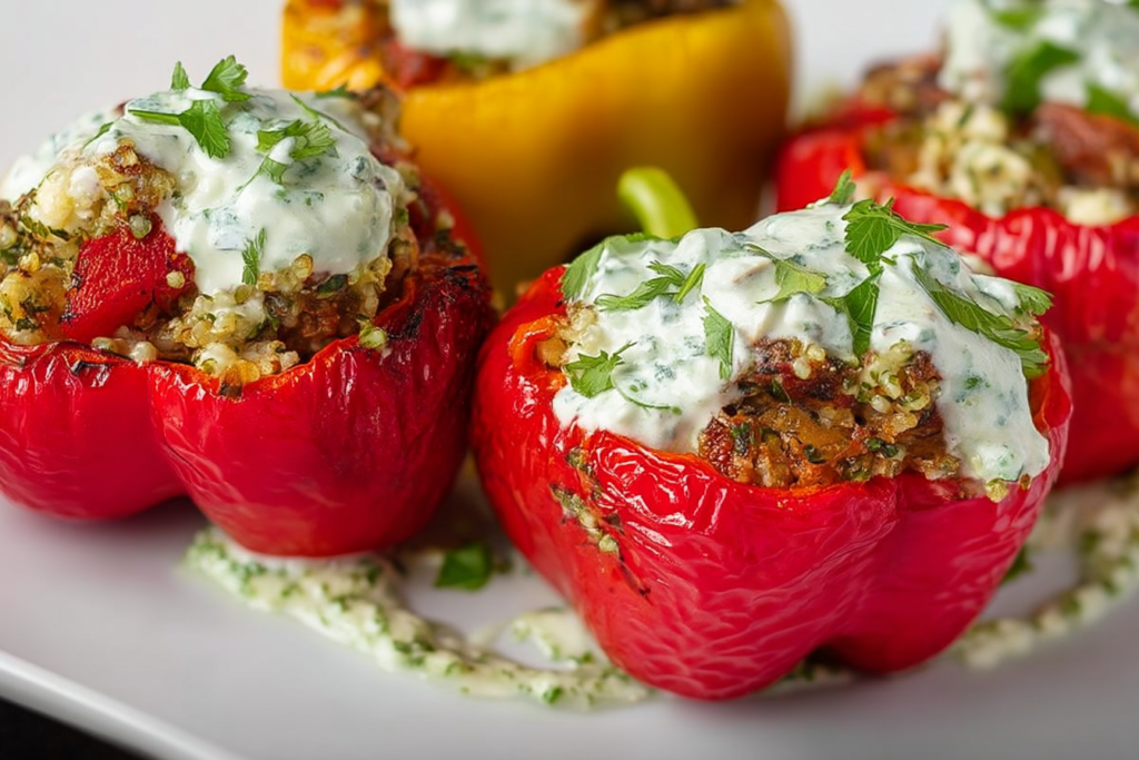 Greek Stuffed Peppers with Tzatziki Sauce