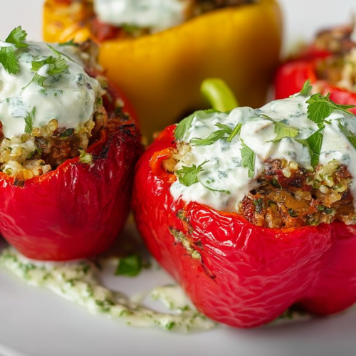 Greek Stuffed Peppers with Tzatziki Sauce