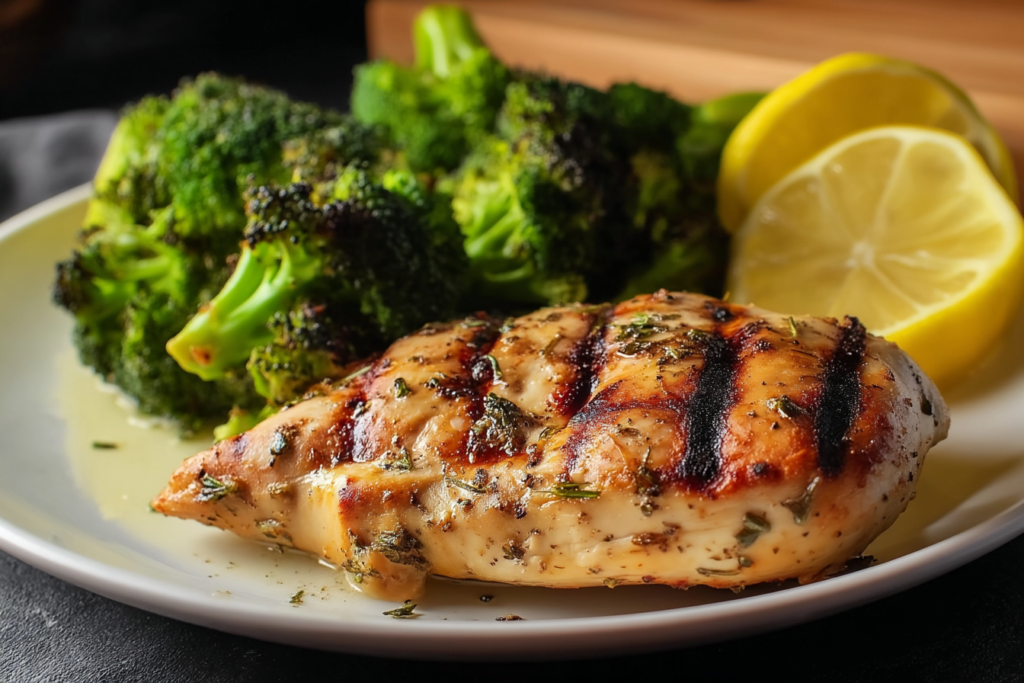 Grilled Lemon Garlic Chicken with Roasted Broccoli