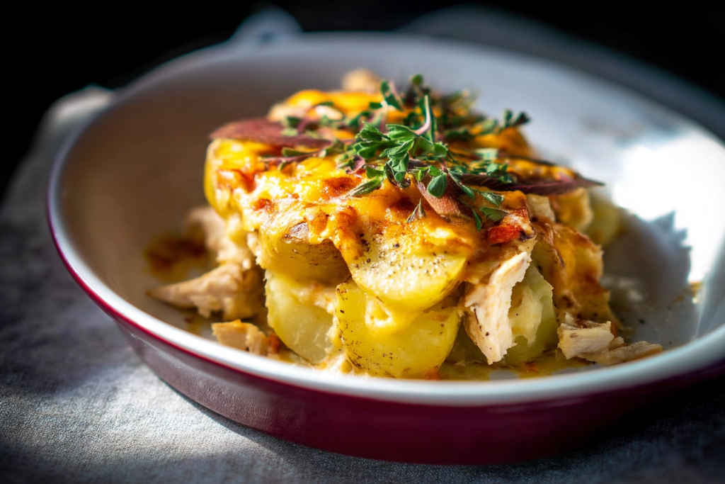 Three-Cheese Chicken Potato Bake