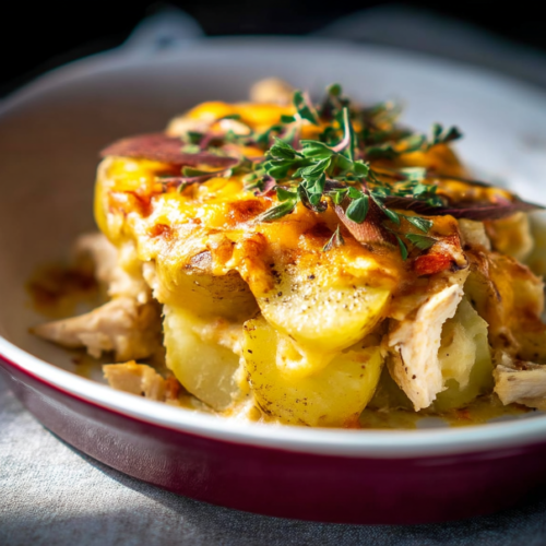 Three-Cheese Chicken Potato Bake