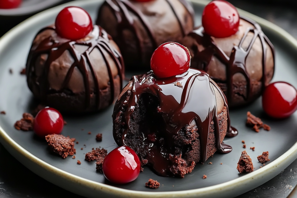 Decadent Black Forest Cookie Dough Brownie Bombs