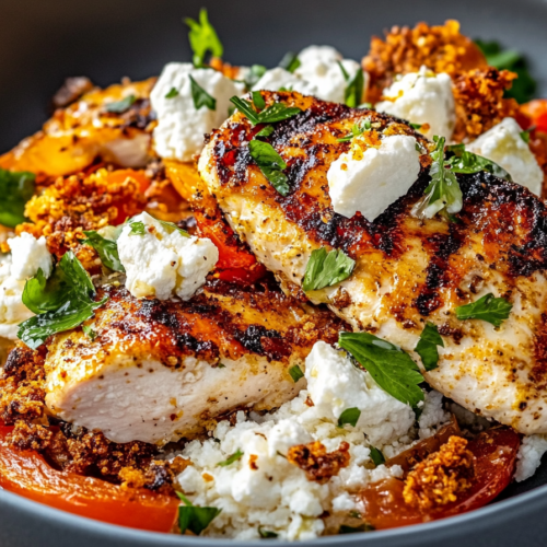 Baked Chicken with Crispy Feta & Vinaigrette