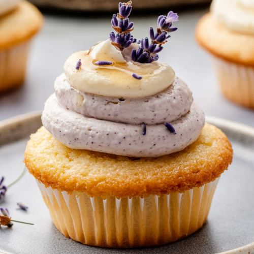 Vanilla Lavender Cupcakes with Honey Buttercream Frosting